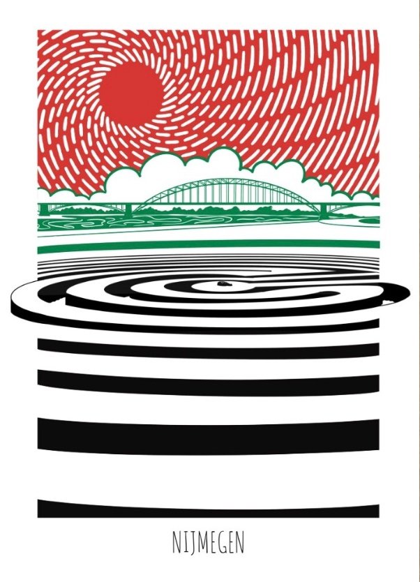 Postcard Labyrinth (red-green-black)