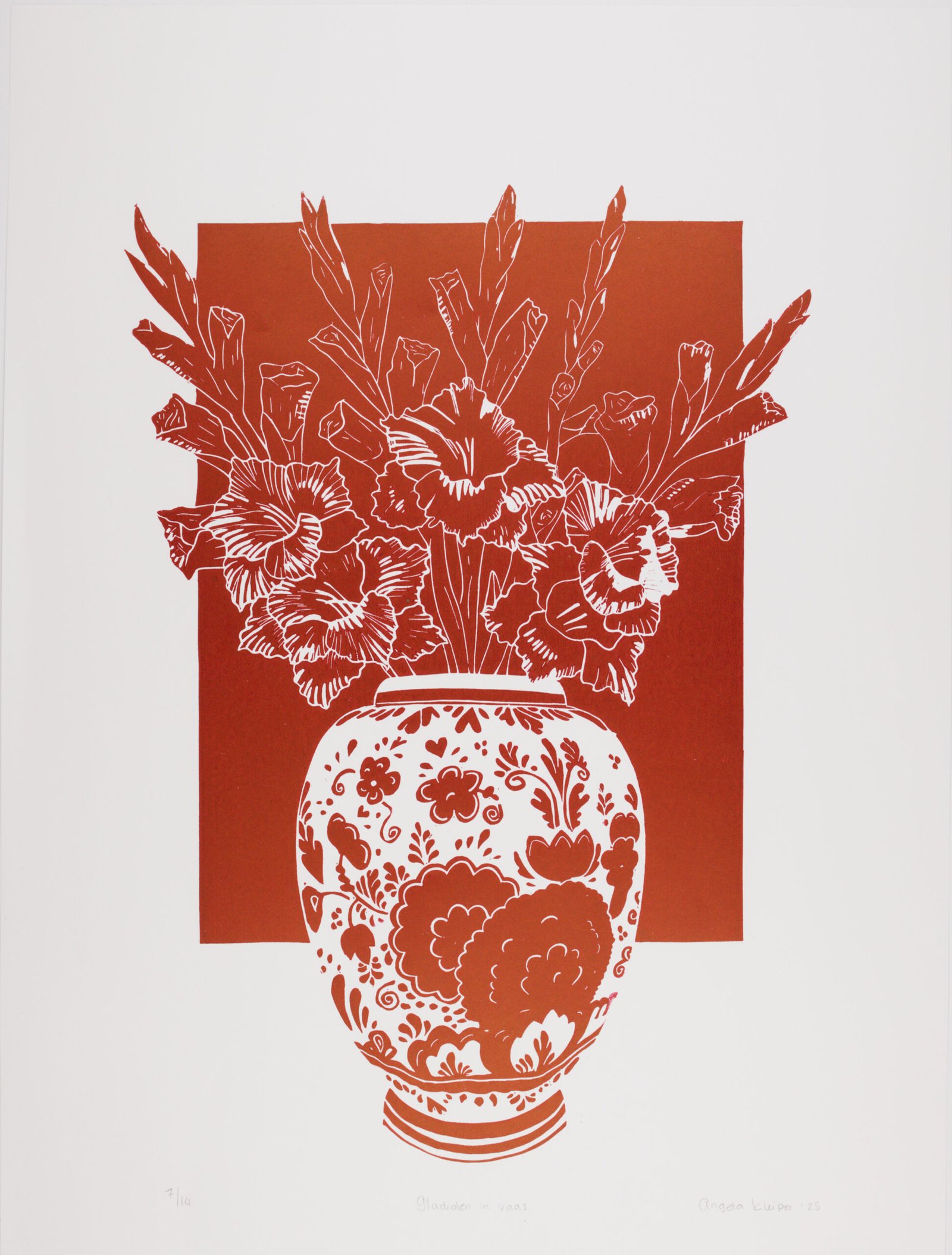 Gladiolen in Vaas (red)