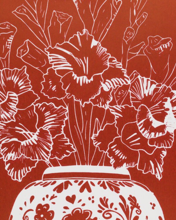 Gladiolen in Vaas (red)