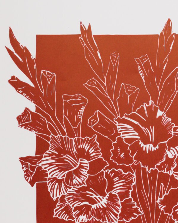 Gladiolen in Vaas (red)