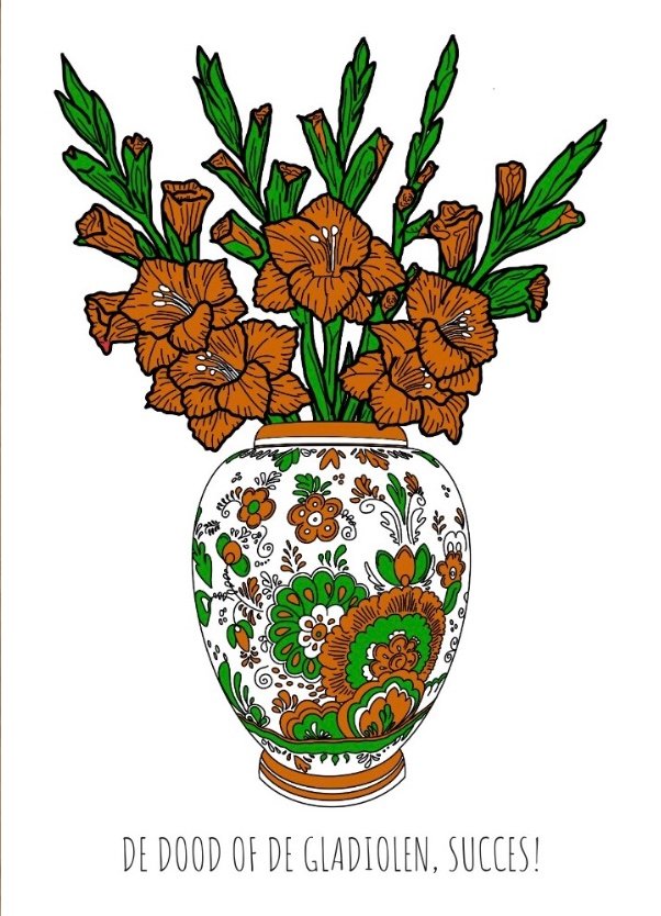 Postcard De dood of de gladiolen, succes! (4-days marches)
