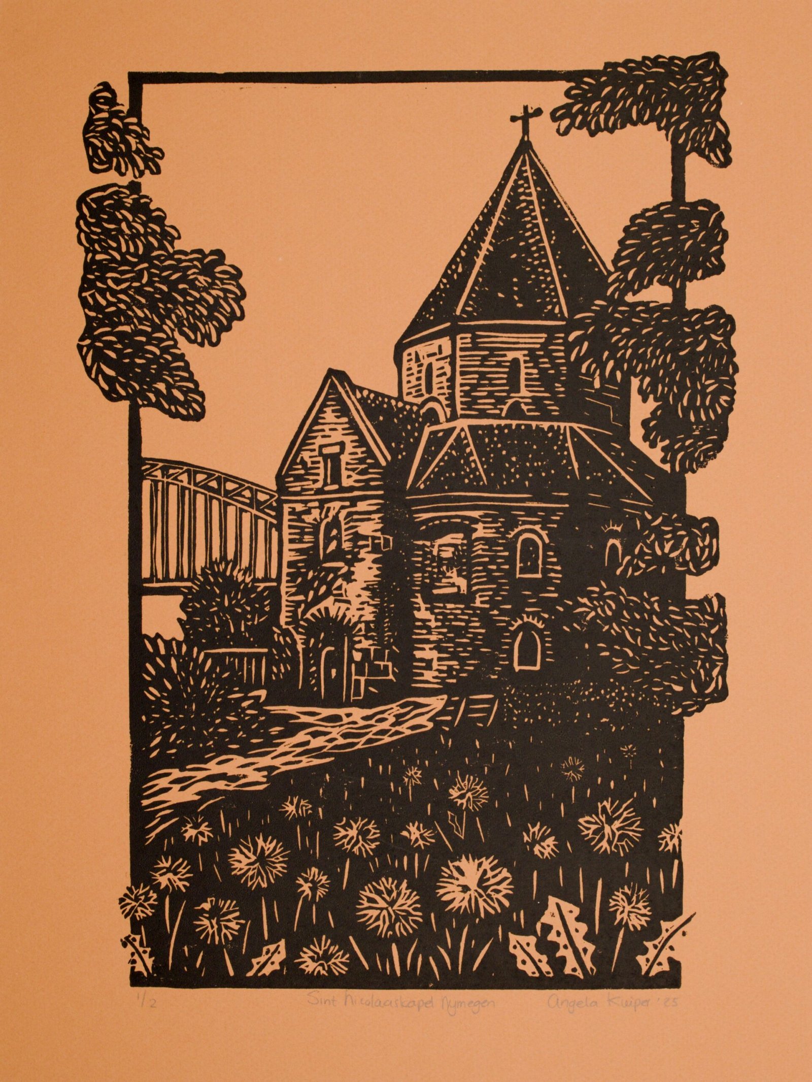 Sint Nicolaaskapel black on terracotta